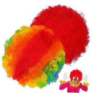 Mipcase 2pièces Perruques Arc-ciel De Clown Lot Pour Femmes Adultes Déguisement Pour Halloween Et Fêtes Thématiques (andy wang, neuf)