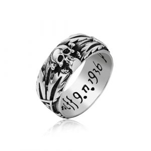 MAGIIE Bijoux Bague Homme T&ecirc;te de Mort,Bague Gothique Homme Garcon Cr&acirc;ne Flamm&eacute;,Skull Ring Bague Homme Acier inoxydable,Bague Brande Taille Homme (Argent, 74) (MAGIIE, neuf)