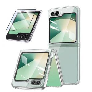 SEIAIYG Coque pour Samsung Galaxy Z Flip 6/Z Flip 7 FE avec Protecteur D'écran, Étui Housse Transparente en Silicone Souple Anti-Choc pour Samsung Z Flip 6 5G (Seiaiyg, neuf)