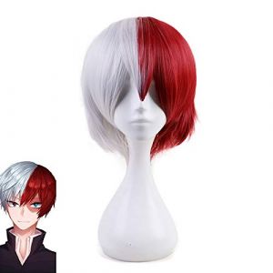 Mon héros académique Shoto Todoroki Shouto blanc rouge perruque courte Cosplay Costume Boku pas de héros académique résistant à la chaleur cheveux hommes perruques (zhouqiangshangmao, neuf)