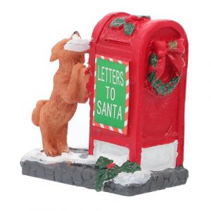 Artibetter DéCoration De NoëL en RéSine - Figurine De BoîTe Aux Lettres avec Petit Chien Rouge, Ornement pour Table De Desserts Et Sapin De NoëL, 5,5 X 3 X 6 Cm (Zuiali, neuf)