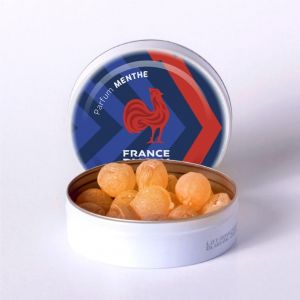 Bo&icirc;te de Bonbons Officielle Coupe du monde France Rugby Ovalie Original (Menthe) (La compagnie des confiseurs, neuf)