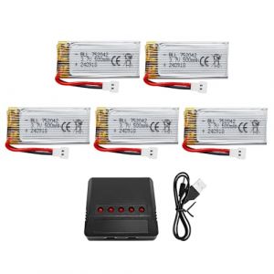 ZYGY 5PCS 3.7V 500mAh 25C Battery & 5en1 Chargeur pour H31 H37 H6D Hubsan X4 FPV H107C H107D H107L H107P H108 JXD392 JXD388 JXD385 UDI U816A SYMA X5C X5SW HS180 HS180 HS170 TR-C385 TR-P51 TR-F22 (Yihongtong technology, neuf)