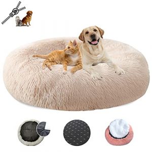 LRHRHR Panier pour Chien Dehoussable, Coussin Chien Anti Stress Lit Moelleux Apaisant Chat Lavable, Coussin Donut pour Chats et Chiens-Light Brow||&Oslash;120cm/47in (LRHRHR&reg;, neuf)