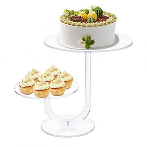 CECOLIC Pr&eacute;sentoir &agrave; G&acirc;teaux Transparent &agrave; 2 &eacute;tages en Acrylique pour Cupcakes Pr&eacute;sentoir &agrave; G&acirc;teaux Dessert P&acirc;tisserie Tour Rack pour Mariages, Anniversaires, D&eacute;coration de F&ecirc;tes (25,4cm) (Cecolic Direct, neuf)