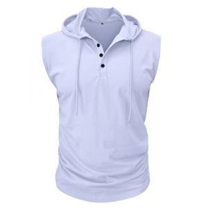 MakingDa Sweat à capuche athlétique à manches courtes pour homme - Pull à capuche tendance - Pull à capuche boutonné - Coupe musclée - Léger - Hip Hop - Course à pied - Boxe - Randonnée - Sport, Sans (Color Rush, neuf)