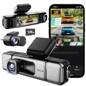 BOTSLAB 3K 4 canaux Dashcam Embarquée, 3K/4K Avant et 1080p*3 pour Voiture, Caméra Embarquée 560° pour Voiture, Wi-FI 5,8 GHz et GPS Intégrés, Commande Vocale, Carte SD 128 Go Incluse (BOTSLAB Direct EU, neuf)