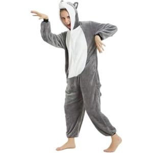 PENGMAI Unisexe Adulte Pyjama Combinaison Animaux Onesies Halloween Costume Animal Cosplay Husky Le Chien Déguisement Loungewear (PENGMAI, neuf)