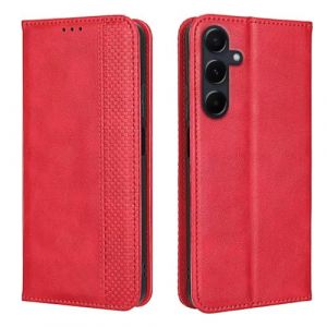 EASSGU Coque pour Samsung Galaxy S25 FE (6.7" inches), Etui Flip Folio en Cuir PU avec Interrupteur Magn&eacute;tique, [3 Fentes pour Cartes] [1 Portefeuille] Housse - Rouge (EASSGU, neuf)