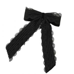 Pince &agrave; cheveux en dentelle avec n&oelig;ud en dentelle et ruban de soie - Pour un usage quotidien - Noir rouge et blanc (qingqingR, neuf)