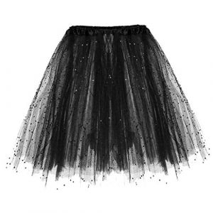 G&eacute;n&eacute;rique Tutu Femme, Tutu, Jupe Tulle Noir Femme, Short Paillette Deguisement Princesse Adulte 3 Couches Soir&eacute;e Grande Taille Ballerine Skirt Fille R&eacute;tro Ann&eacute;e 80 Patineuse Carnaval F&ecirc;te (ChaoWenMao, neuf)