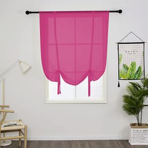 SIMPVALE 1 Pi&egrave;ce Store Romain Translucide Tulle Rideaux Voilages Vertical Poche de Tige pour Chambre Cuisine Salon, Rose Rouge, Largeur 80cm x Hauteur 120cm (Gazelle E-Commerce, neuf)