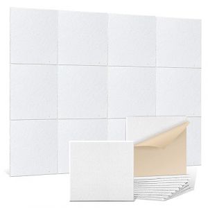 Zeoibou 12pcs Kit de mousse acoustique autocollants pour mur/isolation phonique/30x30x0,9cm,panneau acoustique,Acoustic panel,pour bureaux de studio mur-plafond-portes,blanc (Dajubao-eu, neuf)