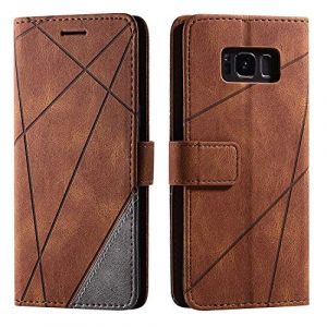 SONWO Coque pour Galaxy S8, Etui en Cuir PU Portefeuille Housse Fermeture Magnétique und Flip pour Samsung Galaxy S8, avec Fermeture Magnétique, Marron (SONWO EU STORE, neuf)