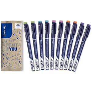 PILOT - Pack of 10 FriXion Fineliner - Erasable fiber tip Fineliner - Medium - Assorted Colors 2 Light Green 2 Light Blue 2 Pink 2 Orange 2 Violet (Papeterie Libellus, neuf)