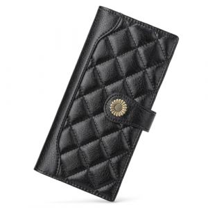 FALAN MULE Portefeuille Femme Cuir avec Blocage RFID Grande Femmes Embrayage avec Plusieurs Emplacements pour Cartes et Fermeture &eacute;clai et Bracelet Portefeuille C01 Noir (FALAN MULE UK, neuf)