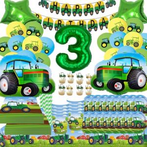 IXOKEV Anniversaire 3 Party Vaisselle, Vaisselle de F&ecirc;te D'anniversaire de Ferme de Tracteur, Assiettes de Tracteur, Decoration A-nniversaire T-racteur, Deco A-nniversaire Ferme (SHENGYE01, neuf)