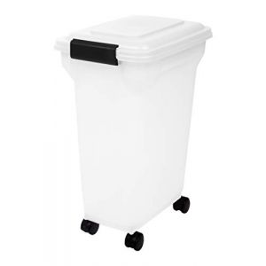 Iris Ohyama, Boite Croquette Chien Hermetique &agrave; roulettes, 18L/7kg, Blanc, Couvercle &agrave; Rabat avec Joint Etanche, Plastique, pour Chien, Chat, Friandises, Conteneur Croquettes, sans BPA, ATS-M (Iris Ohyama France, neuf)