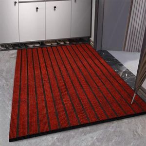 Swsen Paillasson Exterieur Entrée | Tapis d'entrée Intérieur Antidérapant et Durable | Absorbe l'eau et Ramasse la Saleté | Tapis de Porte Lavable Machine(Rouge foncé, 120x150cm) (Swsen, neuf)