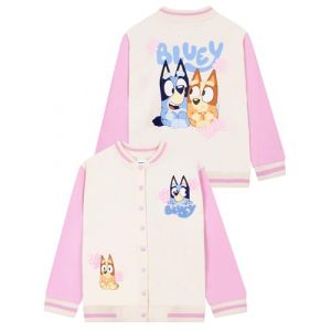 BlueY Blouson Bomber, Veste Universitaire A Manches Longues, Veste Fille Mignonne Pour L'Été Ou l'Hiver, Rose 5-6 Ans (Character FR, neuf)