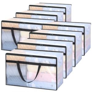 Vieshful Lot de 7 Sacs de Rangement Transparent 60L avec Fermeture &Eacute;clair et Poign&eacute;es &ndash; Grand Sac de Rangement V&ecirc;tement, Couette, Drap de Lit, Id&eacute;al pour D&eacute;m&eacute;nagement, Penderie et Sous-Lit (Vieshful Direct, neuf)