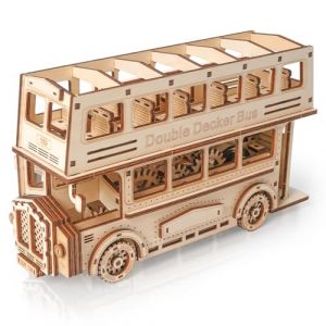Hallisun Puzzle 3D en Bois, Jeu de Construction de Bus à Deux étages Avec Engrenage Mécanique, Modèle à Construire pour Adultes de 14 Ans et Plus, Cadeau de Noël, 349 Pièces (Hallisun, neuf)