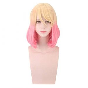 Perruque Rachel Gardner Angel of Death - Cheveux synthétiques courts - Blond rose - Satsuriku No Tenshi Cathy - Avec bonnet de perruque (good stuff A, neuf)