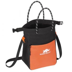 Rhino Valley Sac &agrave; Magn&eacute;sie d'escalade, Sac &agrave; Magn&eacute;tisme Anti-Fuite avec Poign&eacute;e, Seau &agrave; Magn&eacute;tisme pour l'escalade avec Ceinture Ajustable, Poches zipp&eacute;es pour l'halt&eacute;rophilie, Noir+Orange (SiuMed EU, neuf)