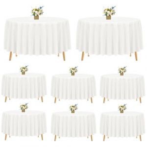 Lot de 8 nappes Rondes en Polyester Ivoire de 228 cm, lavables, Nappe Ronde Nappe Ivoire pour Mariage/fête/Banquet/Salle à Manger/Table de Buffet (Passioneed EU, neuf)