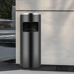 VIIROUD Poubelle en acier inoxydable 30 L, Bacs &agrave; ordures de cuisine,Poubelle Cendrier sur Pied Ext&eacute;rieur avec Poubelle Seau Int&eacute;rieur 30L Disponible pour H&ocirc;tel Jardin Ext&eacute;rieur Supermarch&eacute; (Hechheu, neuf)