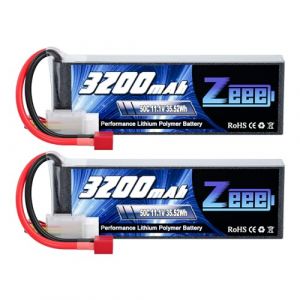 Zeee 3S Lipo Batterie 3200mAh 11,1V 50C 3S Batterie RC avec connecteur T pour FPV Racing Drones Vélo de Route Quadcopters Avion Hélicoptère RC Bateau RC Voiture (2 Paquets) (ZEEE POWER, neuf)