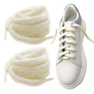 AJUNLKVDR Lot de 2 Paires de Lacet Peluche Lacet Fluffy - 120 cm Ronds,Épais,Lacets de Sport,Lacets de Campus - Élastiques Universels,Doux de Rechange,Taille Unique (Beige) (SUSUWang1300, neuf)