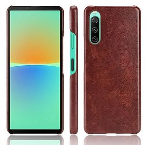 LMFULM&reg; Coque pour Sony Xperia 10 IV XQ-CC54 XQ-CC72 (6,0 Pouces) Mince PU Cover &Eacute;tui de Protection PC Dur Housse Arri&egrave;re Rigide Case Litchi Motif Marron (LMAZWUFULM, neuf)