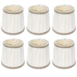 Tomotato 6 Pi&egrave;ces Abat Jour en Tissu Pliss&eacute;, 13.3x12x10.5cm Mini Abat-Jour Clip E14 Vintage Beige, D&eacute;coration Lampe de Chevet Bureau Clip on pour Table Lampe Suspension Lampadaire (Hairolory, neuf)