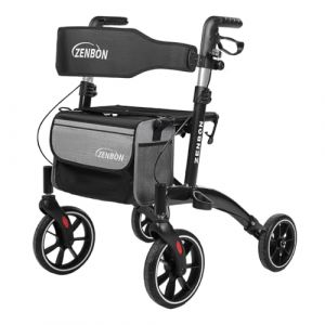 D&eacute;ambulateur &eacute;troit pour appartement : d&eacute;ambulateur pliable et l&eacute;ger avec si&egrave;ge d&eacute;ambulateur pour personnes &acirc;g&eacute;es pliable en aluminium - D&eacute;ambulateur l&eacute;ger sp&eacute;cial voyage (Noir) (ZENBON-FR-DIRECT, neuf)