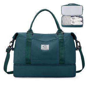 Sac de Voyage pour Femme,Cabine Avion Easyjet Bagage à Main Léger,Sac fourre-Tout de Sport Imperméable pour Week-End avec Compartiment à Chaussures pour Travel Gym Danse,A4 Bleu Canard (WONHOX, neuf)