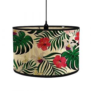 FANSU Abat-Jour en Tissu Classique Tambour Abat-jour, Tropical Plante Remplacement Abat, Jour Fait à la Main, pour Lampe de Table Suspension Lampe de Chevet Lampadaire (Papillon,30x30x20cm) (JINBO, neuf)