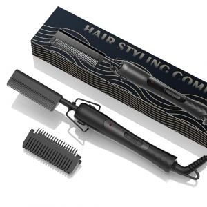 Peigne Chauffant Cheveux Brosse Lissante pour Cheveux Cuivre Lisseur Peigne Afro Lisseur Brosse Barbe Fers &agrave; Lisser pour Perruque Brosse &agrave; Cheveux Chauff&eacute;e Hot Comb Peigne Chauffant, Noir (ukliss beauty, neuf)