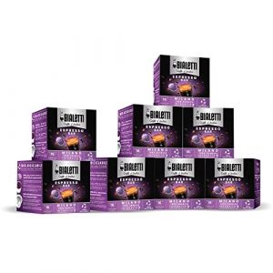 Bialetti Caffè d'Italia, Multipack 128 Capsules, 8 Boîtes de 16 Capsules, Milan, Intensité 7, Compatible avec les Machines à Système Fermé Bialetti, 100 % Aluminium (BELOTTI DISTRIBUTION, neuf)