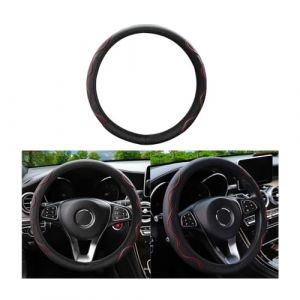 JNNJ Couvre Volant Voiture, Antid&eacute;rapant Couvre Volant, Respirant Microfibre Cuir Couvre Volants Voiture 37-38cm, Housse De Volant &eacute;lastique en Cuir Microfibre Ondul&eacute; sans Anneau Int&eacute;rieur(Rouge) (KJHmaoyi, neuf)