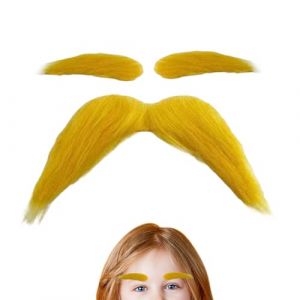 Moustaches jaunes et sourcils - pour costumes amusants auto-adh&eacute;sifs, barbe de No&euml;l - pour les &eacute;v&eacute;nements de voyage avec feu de camp F&ecirc;te d'Halloween Performance sur sc&egrave;ne Festival Vacances Jardin (lunhetnc, neuf)