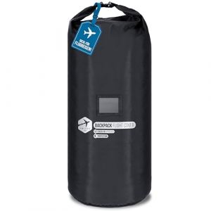 TWIVEE - Housse de protection 2 en 1 pour sac à dos et protection contre la pluie - Housse de vol pour sac à dos - Avion - Taille flexible - Volume réglable de 60 à 110 litres (noir standard) (TWIVEE, neuf)