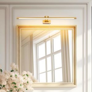 TYhogar Lampe de miroir LED pour salle de bain 90 cm 16 W - Lampe LED avec tête de lampe pivotante et interrupteur à tirette - Applique murale Arc Arm IP44 (TYhogar, neuf)