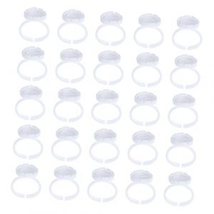 VALICLUD Lot De 100 Coupelles &agrave; Pigments Blanches Pour Extensions De Cils, Supports D&rsquo;anneaux En Plastique L&eacute;ger, Outil De Maquillage Professionnel Pour Utilisation En Salon Et Maison (Cedongh, neuf)