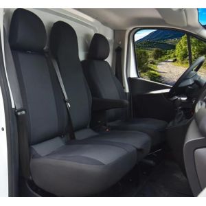 Z4L Housses de siège pour Trafic 2014 à partir de 2021-3 places - Polyester noir, gris, Lux - Assise et dossier divisés (TX-Trade, neuf)