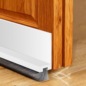 pangutheos 100cm Blanc Brosse Bas de Porte, Boudin de Porte Isolant avec Un Pinceau, Auto-adh&eacute;sif et Peut &ecirc;tre Coup&eacute; &agrave; la Taille, Joint Brosse Isolation Phonique Porte pour Anti-Froid, Anti-Poussi&egrave;re (Pangutheos, neuf)