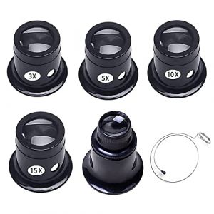 Btzthm 5 Pièces Loupes d'Horloger de Différentes Forces, Montre Horloge Réparation Loupe Kits, Ensemble de Loupes d'Horloger, 3X / 5X / 10x / 15x / 20x, pour Les Horlogers, Les Bijoutiers (Bztzhm, neuf)