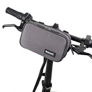 BAIGIO Sacoche Avant pour Vélo, Sacoche de Guidon de Vélo avec Housse Anti-Pluie, Multifonction, Sac à Bandoulière, Sacs à Main, pour Velo de Route, VTT, Velo de Voyage (Gris) (DGMCZ, neuf)