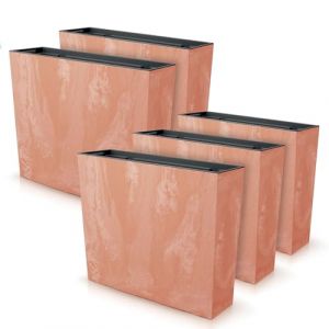 IMJ-Global Lot de 5 pots à fleurs rectangulaires Urbi Square Case Beton Effect en plastique 58 x 18 x 49,8 cm pour intérieur extérieur en terre cuite 44 litres design moderne (IMJ Global, neuf)