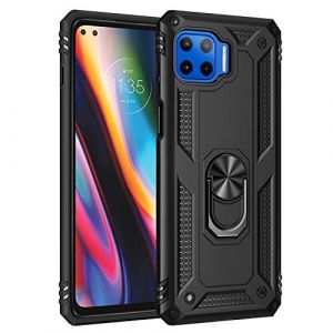 BestST Coque Motorola Moto G 5G Plus/One 5G + 9H Verre tremp&eacute;, &eacute;tui Protection TPU/PC Souple Durable avec Support de 360&deg; Rotation Anneau Protection Antichoc Armor Box Coque, Noir (BestST, neuf)
